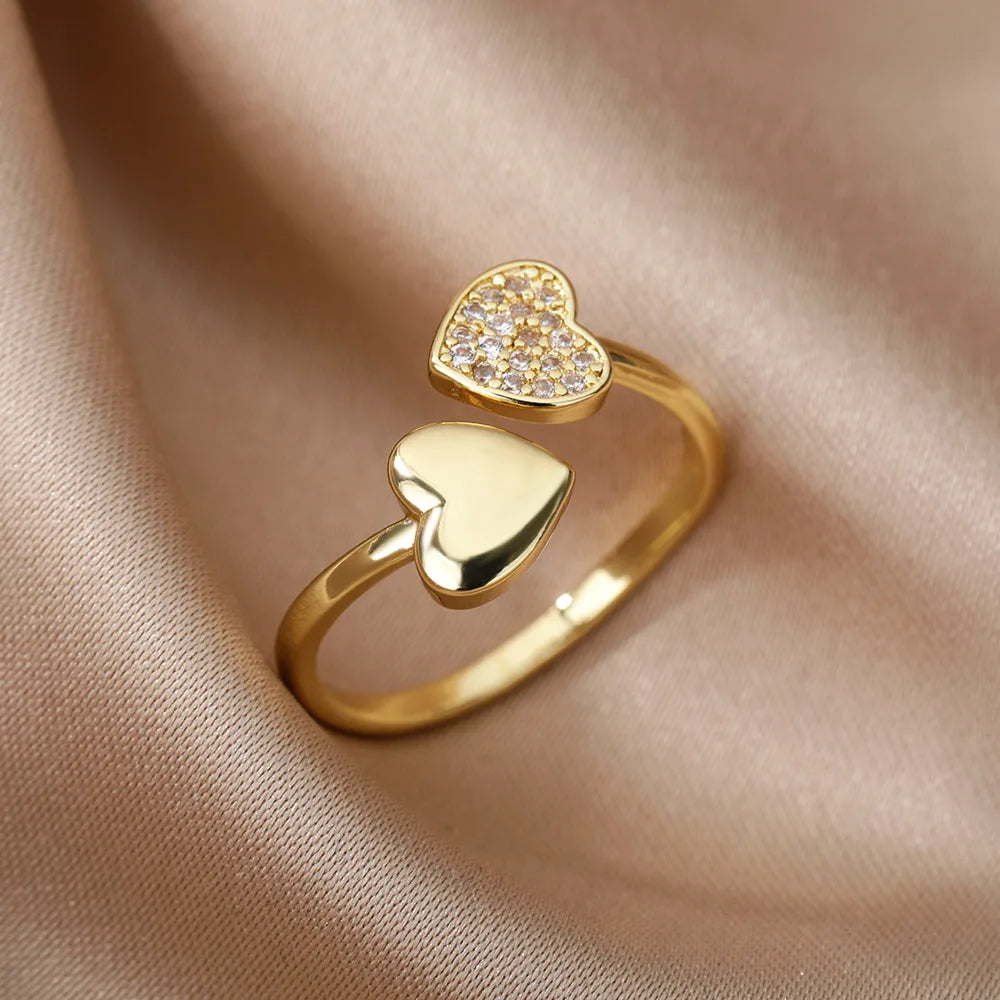 Zircon Geometric Heart Rings