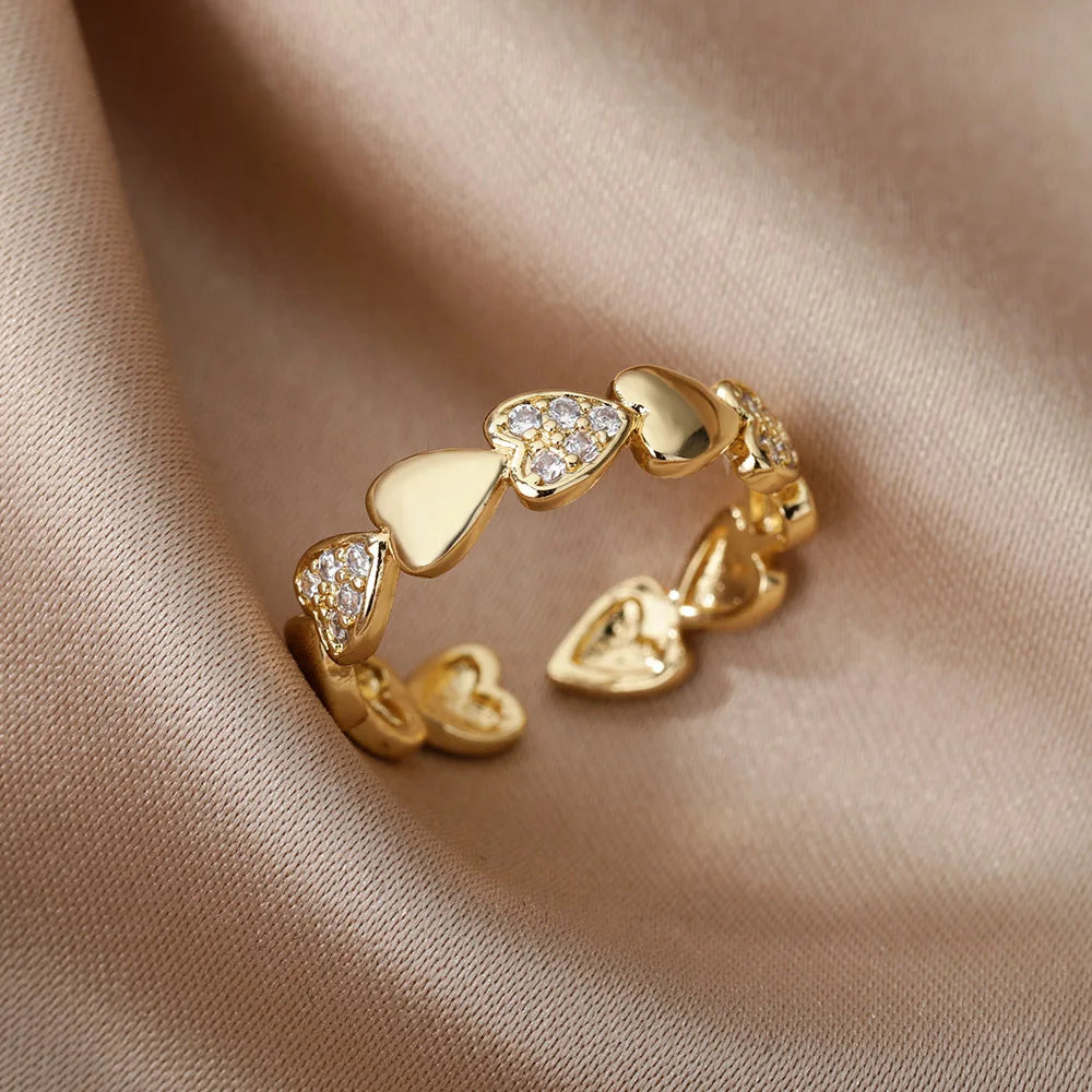Zircon Geometric Heart Rings