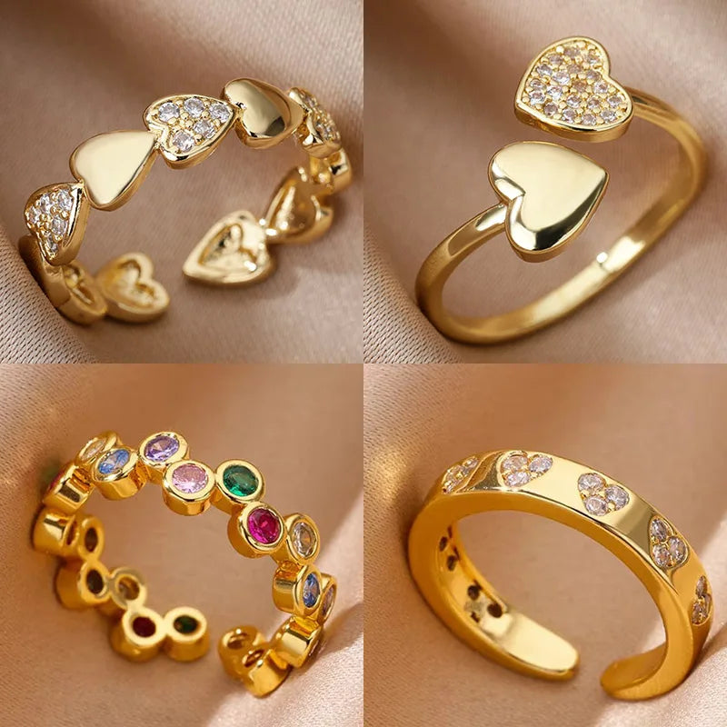 Zircon Geometric Heart Rings